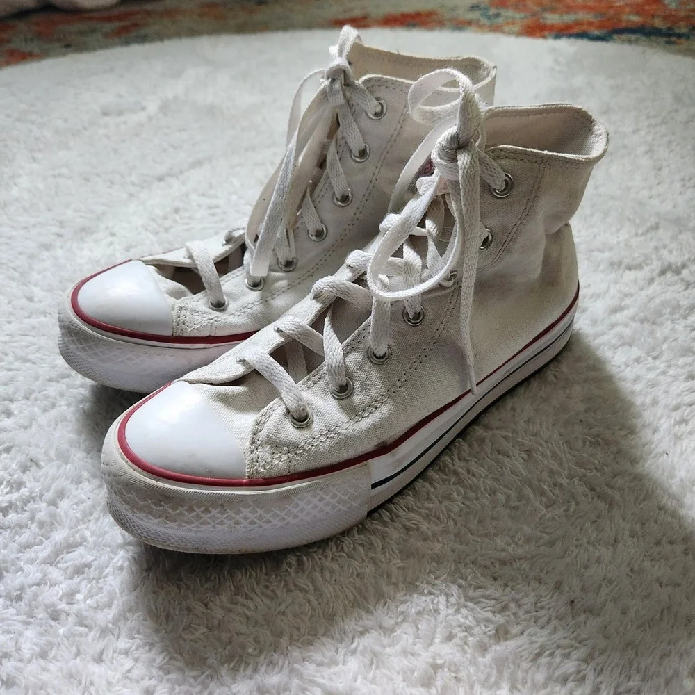 Converse Chuck Taylor All Star Move Kids White Platform High Top Shoes 5.5